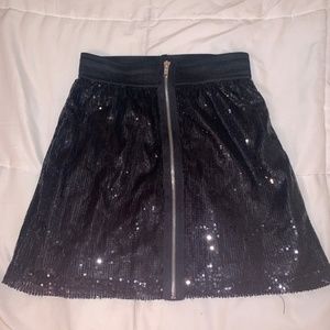 Zipper-front Sequin Mini Skirt